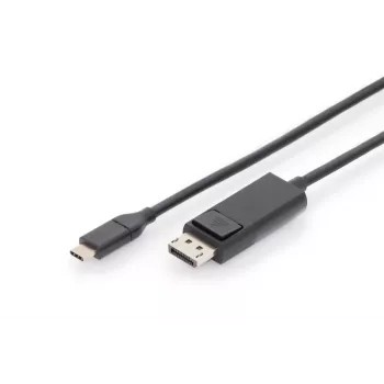 DIGITUS USB Type-C uz DP adaptera kabelis, Type-C līdz DP M/M, 2m 4K/60Hz, 32,4 Gb/s, CE, melns