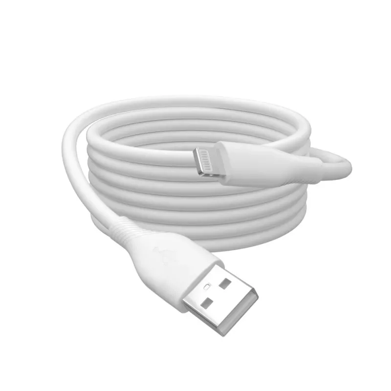 DIGITUS USB Silikona uzlādes kabelis USB-A – Lightning USB 2.0 12W – 1m balts