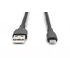 DIGITUS USB Silikona uzlādes kabelis USB-A – Lightning 2m USB 2.0 12W – 2m melns