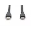 DIGITUS USB silikona uzlādes kabelis USB-C – Lightning USB 2.0 60W, 50 cm, melns