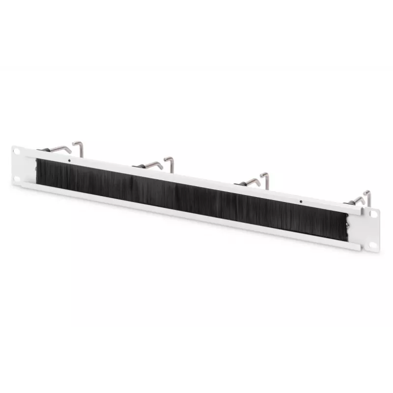 DIGITUS 1U kabeļu pārvaldības panelis ar birstēm 4x tērauda gredzeni 40x75 mm, pelēks (RAL 7035)