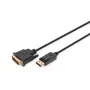 DIGITUS DisplayPort adaptera kabelis, DP - DVI (24+1) M/M, 3m ar fiksatoru, DP 1.1a saderīgs, melns