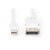 DIGITUS DisplayPort savienojuma kabelis, mini DP - DP M/M, 3m ar fiksatoru, DP 1.1a saderīgs, balts