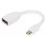 DIGITUS DisplayPort adaptera kabelis, mini DP - DP M/F, 0.15m, DP 1.2, balts