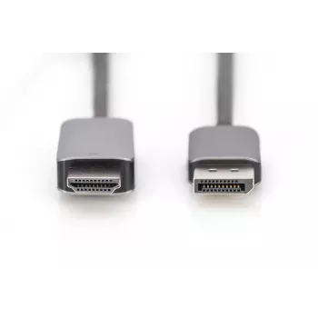DIGITUS DP-HDMI adaptera kabelis 8K@60Hz, alumīnija korpuss, melns, 2m