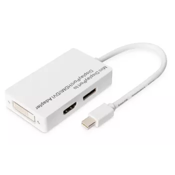 DIGITUS MiniDP uz DP HDMI+DVI adapteris 20cm DP 1.1a saderīgs balts