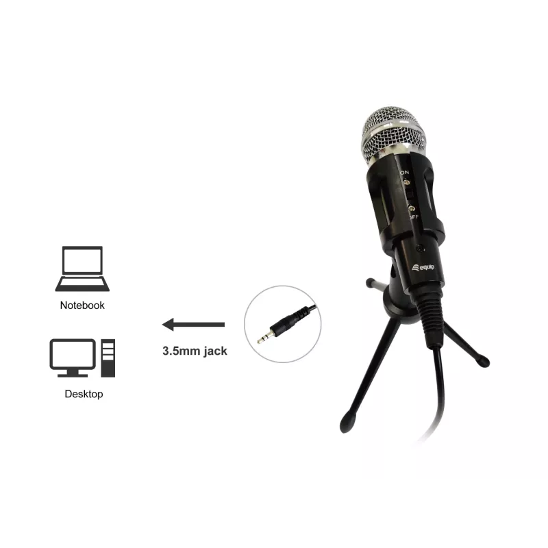 Equip Mini galda mikrofons, -30 dB, 30 - 16000 Hz, 2200 Ω, vads, 3.5 mm
