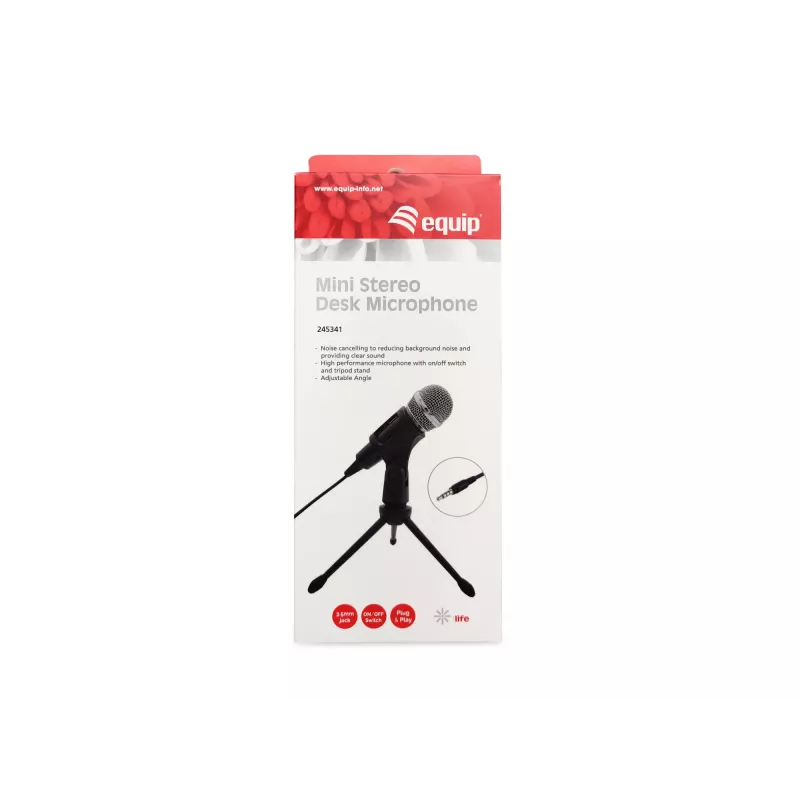 Equip Mini galda mikrofons, -30 dB, 30 - 16000 Hz, 2200 Ω, vads, 3.5 mm