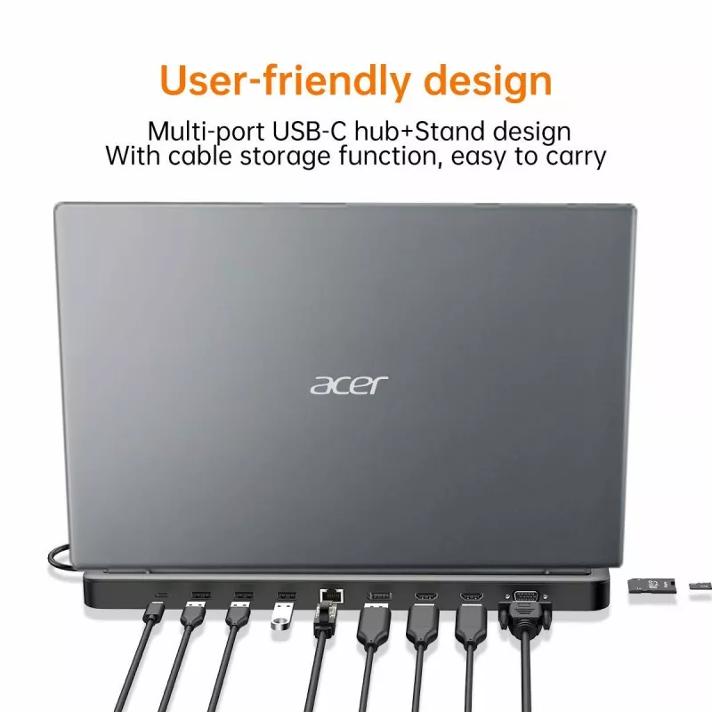 Acer 13-in-1 Type-C Minidock Vadu USB 3.2 Gen 1 Melns