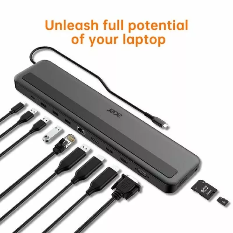 Acer 13-in-1 Type-C Minidock Vadu USB 3.2 Gen 1 Melns