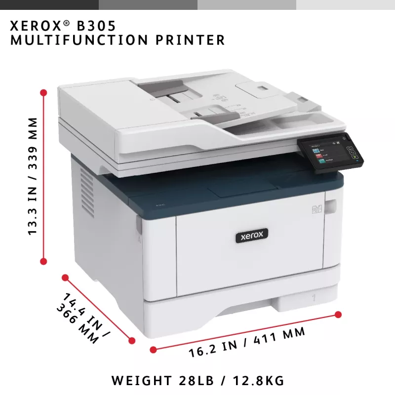 Xerox B305 A4 38ppm Bezvadu Duplekss Kopēšana/Drukāšana/Skenēšana PS3 PCL5e/6 2 Paplātes 350 Lapas