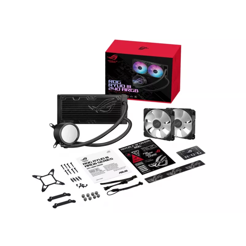 ASUS ROG Ryuo III 240 ARGB šķidruma dzesēšanas komplekts, 12 cm, melns