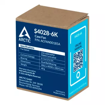 Ventilators ARCTIC S4028-6K 40 mm 250-6000 RPM šķidruma dinamiskais gultnis