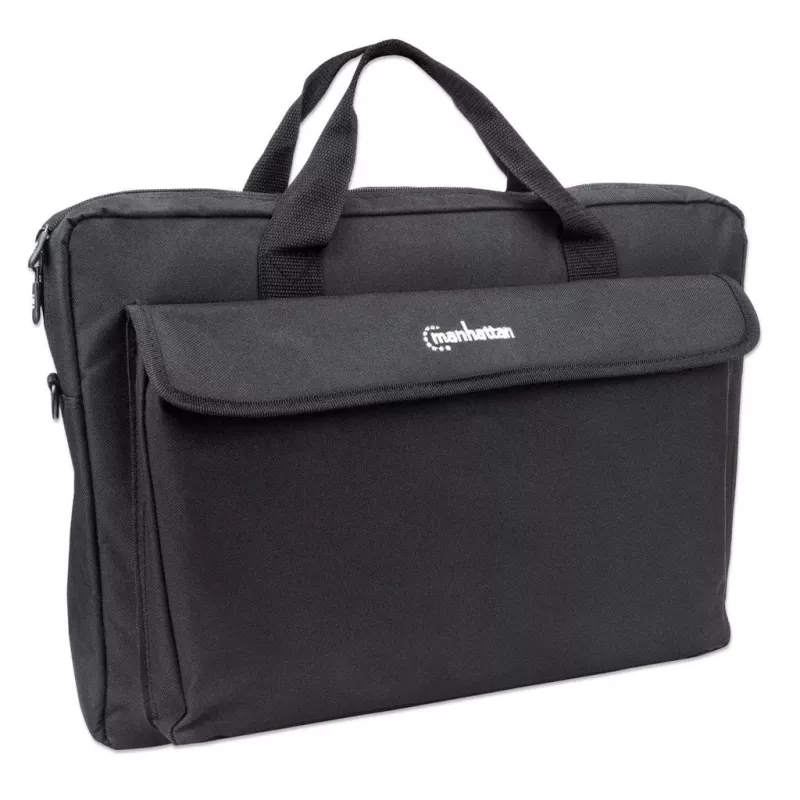 Manhattan London Laptop Soma 17.3 collu, augšējā iekraušana, melna, zemu izmaksu, aksesuāru kabata, plecu siksna (noņemama), piezīmjdatora maciņš, trīs gadu garantija