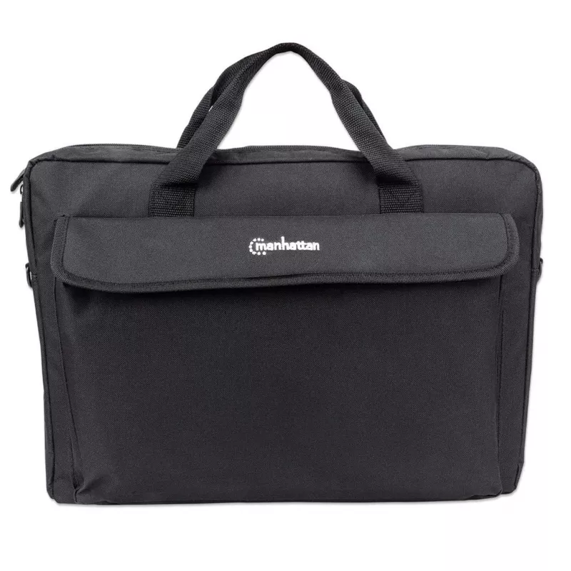 Manhattan London Laptop Soma 17.3 collu, augšējā iekraušana, melna, zemu izmaksu, aksesuāru kabata, plecu siksna (noņemama), piezīmjdatora maciņš, trīs gadu garantija