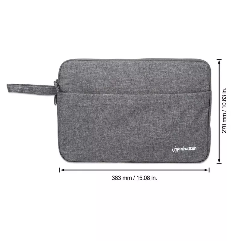 Manhattan Seattle Laptop Sleeve 14.5 collas, Pelēks, Pildīts, Īpaši mīksts iekšējais polsterējums, Galvenais nodalījums ar dubultiem rāvējslēdzējiem, Priekšējā kabata ar rāvējslēdzēju, Pārnēsāšanas cilpa, Ūdensizturīgs un izturīgs, Portatīvā datora maciņš