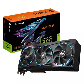 GIGABYTE AORUS GeForce RTX 5070 MASTER 12G videokarte - 12GB GDDR7, 192 bitu, PCI-E 5.0, 2715 MHz kodola frekvence, 3 x DP 2.1a, 1 x HDMI 2.1b, NVIDIA DLSS 4, GV-N5070AORUS M-12GD