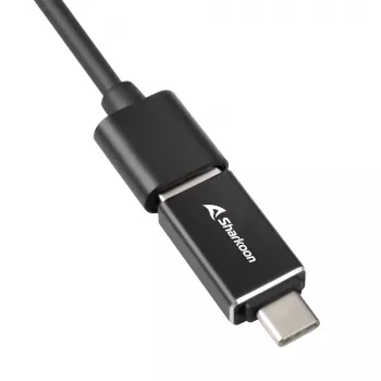 SHARKOON USB Hub - 3 portu USB 3.2 Gen 1 alumīnija + Ethernet melns