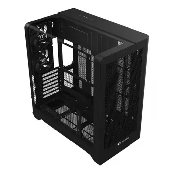 PC korpuss Thermaltake View 390 Air Midi Tower — Melns, atbalsta PS2 barošanas bloku, 3.5 collu HDD, 2.5 collu SSD, līdz 200 mm priekšējie ventilatori