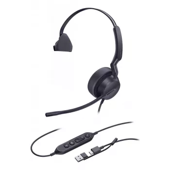 Yealink UH42 Mono Teams USB-C/A Vadu Austiņas, Zvanīšanai/Mūzikai, 20 - 20000 Hz, 116 g, Melnas