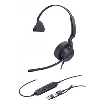 Yealink UH42 Mono UC USB-C/A austiņas, vadu, zvaniem/mūzikai, 20 - 20000 Hz, 116 g, Melnas