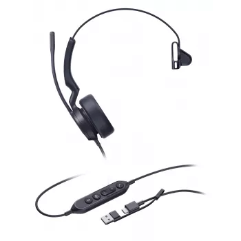 Yealink UH44 Mono Teams USB-C/A vadu austiņas, birojam/zvanu centram, melnas