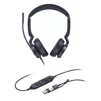 Yealink UH46 Dual Teams USB-C/A Austiņas, Vadu, 20 - 20000 Hz, Birojs/Zvanu centrs, 166 g, Melnas