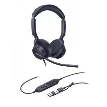 Yealink UH46 Dual Teams USB-C/A Austiņas, Vadu, 20 - 20000 Hz, Birojs/Zvanu centrs, 166 g, Melnas
