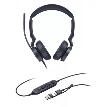 Yealink UH46 Dual UC USB-C/A Austiņas, Vadu, 20 - 20000 Hz, Birojs/Zvanu centrs, 166 g, Melnas