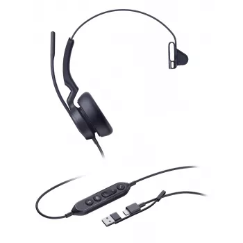 Yealink UH46 Mono Teams USB-C/A austiņas, vadu, 20 - 20000 Hz, birojam/zvanu centram, 127 g, melnas