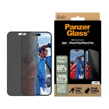 PanzerGlass® Privātuma ekrāna aizsargs iPhone 16 Plus | 15 Plus | Ultra-Wide Fit ar EasyAligner