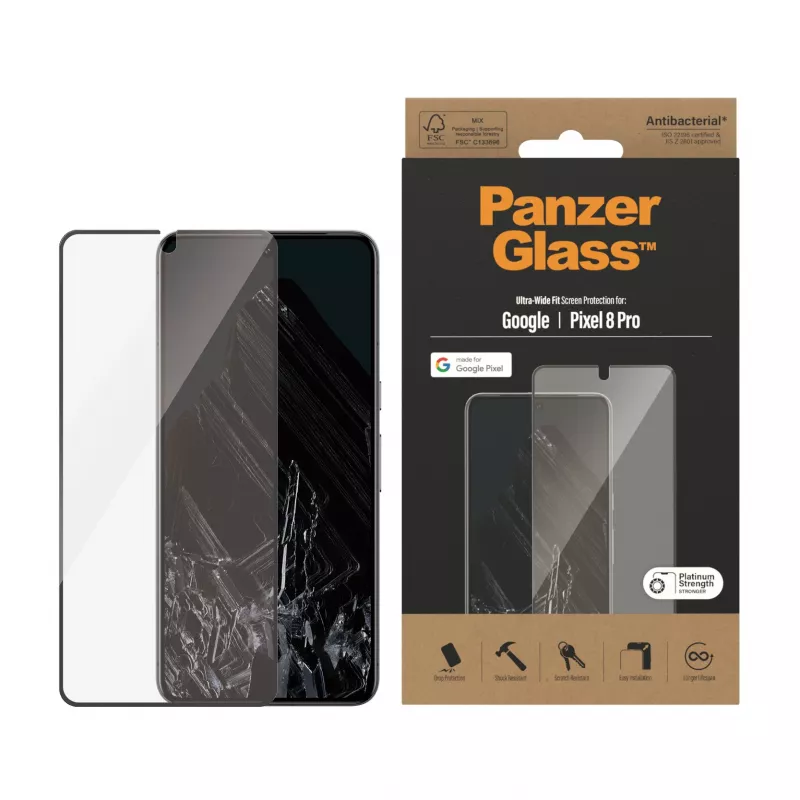PanzerGlass® Ekrāna aizsargs Google Pixel 8 Pro | Ultra-Wide Fit