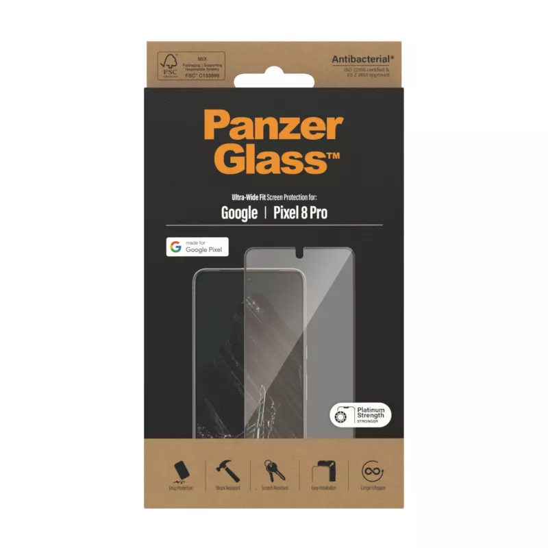 PanzerGlass® Ekrāna aizsargs Google Pixel 8 Pro | Ultra-Wide Fit