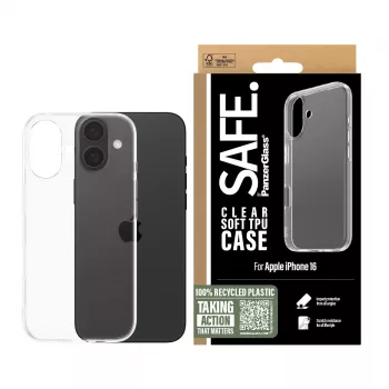 PanzerGlass SAFE. by ® TPU Macītis Caurspīdīgs iPhone 16, Vāciņš, Apple, Apple - iPhone 16, Caurspīdīgs