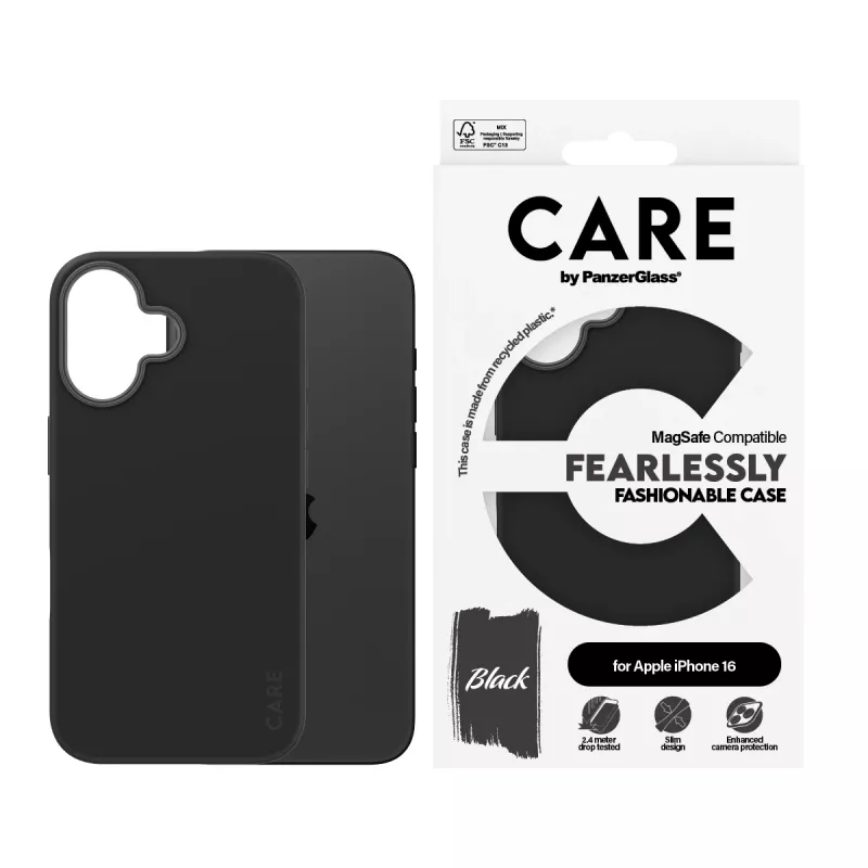PanzerGlass CARE™ by ® Case Black w. MagSafe iPhone 16, Vāciņš, Apple, iPhone 16, Melns