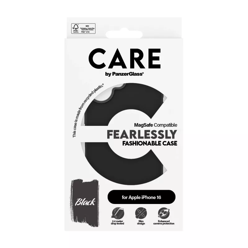 PanzerGlass CARE™ by ® Case Black w. MagSafe iPhone 16, Vāciņš, Apple, iPhone 16, Melns