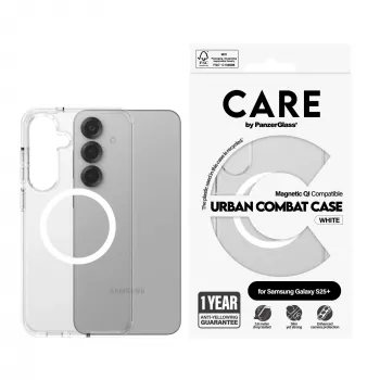 PanzerGlass CARE™ Urban Combat Case Caurspīdīgs ar Baltu Qi Savietojams Samsung Galaxy S25+