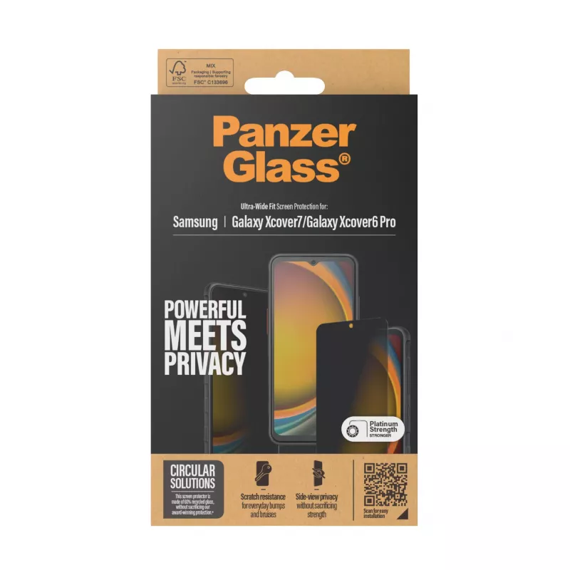 PanzerGlass® Privātuma ekrāna aizsargs Samsung Galaxy Xcover7 Pro | Xcover7 | Xcover6 Pro | Ultra-Wide Fit