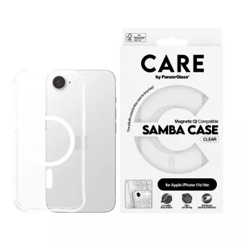 PanzerGlass CARE™ Samba caurspīdīgs maciņš iPhone 17e | 16e, balts, Qi saderīgs