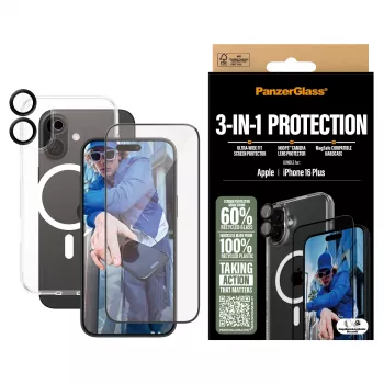 PanzerGlass 3-in-1 aizsardzības komplekts iPhone 16 Plus