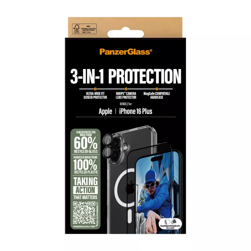 PanzerGlass 3-in-1 aizsardzības komplekts iPhone 16 Plus