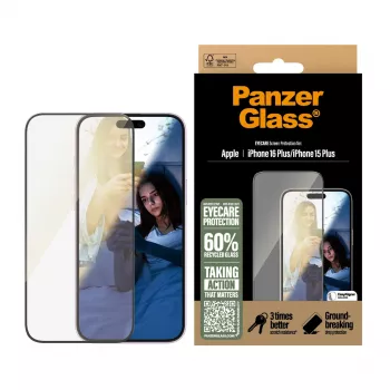 PanzerGlass® EyeCARE™ Ekrāna aizsargs iPhone 16 Plus | 15 Plus | Ultra-Wide Fit