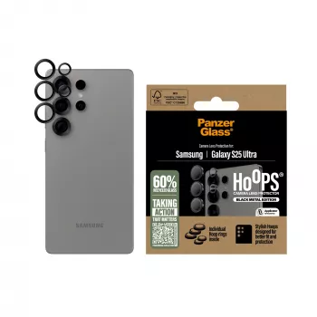 PanzerGlass® Hoops® Kameras Lēcas Aizsargs Melns Samsung Galaxy S25 Ultra