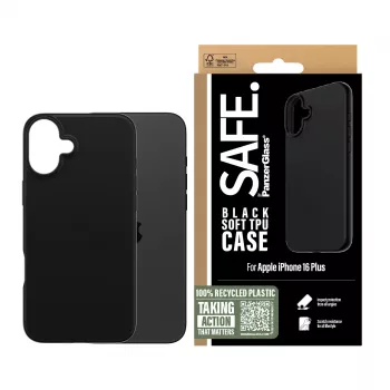 PanzerGlass SAFE. by ® TPU Maciņš Melns iPhone 16 Plus, Vāciņš, Apple, Apple - iPhone 16 Plus, Melns