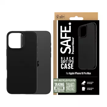 PanzerGlass SAFE. by ® TPU Case Black iPhone 16 Pro Max, Vāciņš, Apple, Apple - iPhone 16 Pro Max, Melns