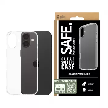 PanzerGlass SAFE. by ® TPU Maciņš Caurspīdīgs iPhone 16 Plus, Vāciņš, Apple, Apple - iPhone 16 Plus, Caurspīdīgs