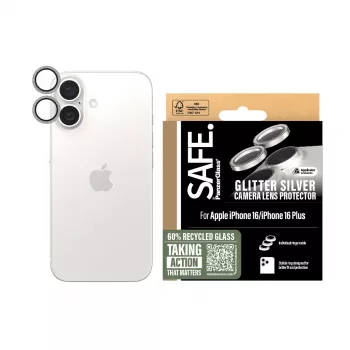 Kameras lēcu aizsargs PanzerGlass SAFE. Glitter Silver iPhone '24 6.1 collu | 6.7 collu
