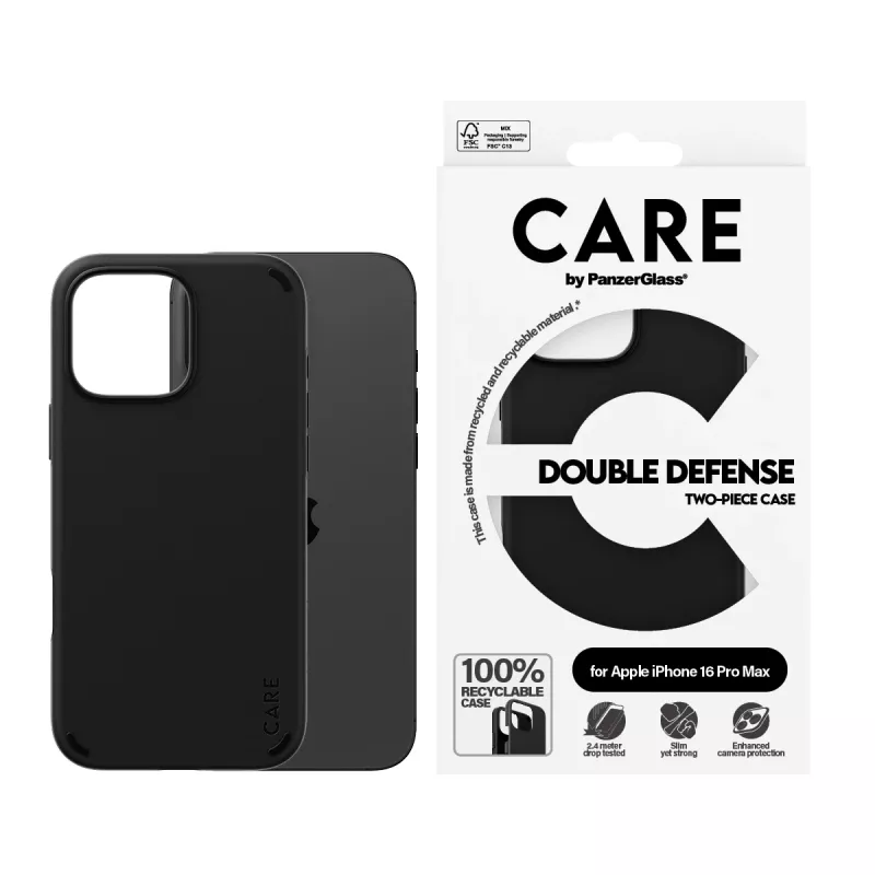 PanzerGlass CARE Feature Case Double Defense vāciņš „iPhone 16 Pro Max“ 6,9 collu, melns
