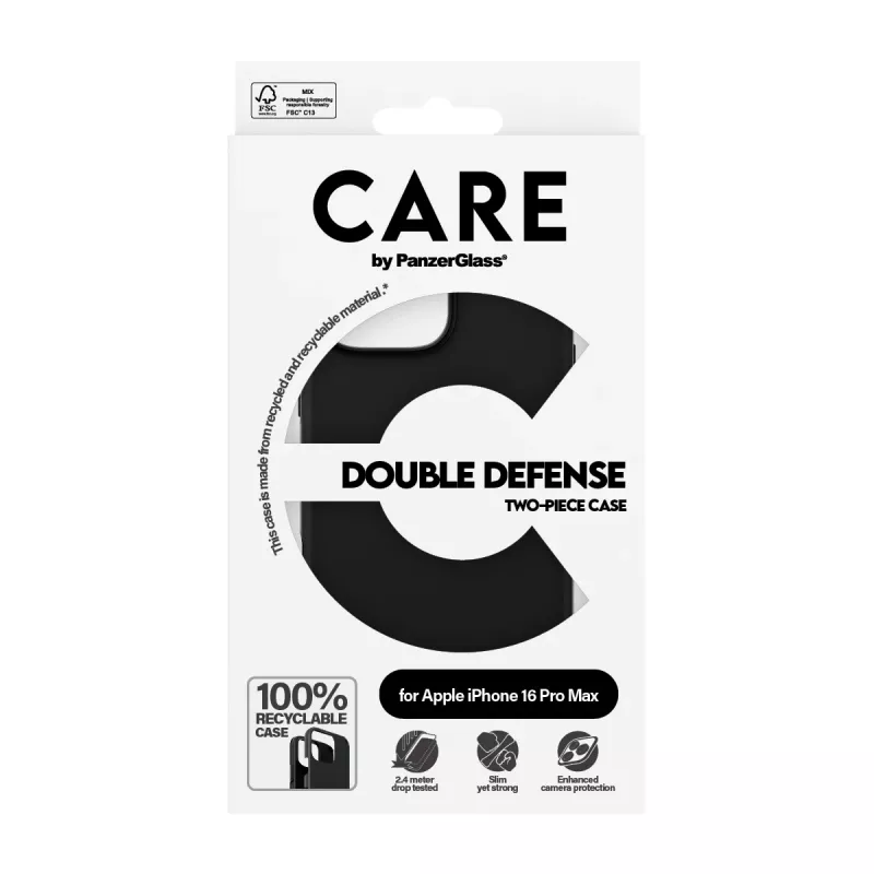 PanzerGlass CARE Feature Case Double Defense vāciņš „iPhone 16 Pro Max“ 6,9 collu, melns