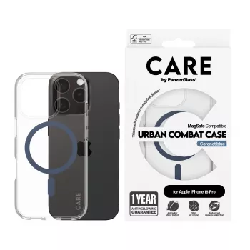 PanzerGlass CARE by Flagship Case Caurspīdīgs Urban Combat Blue MagSafe iPhone 16 Pro